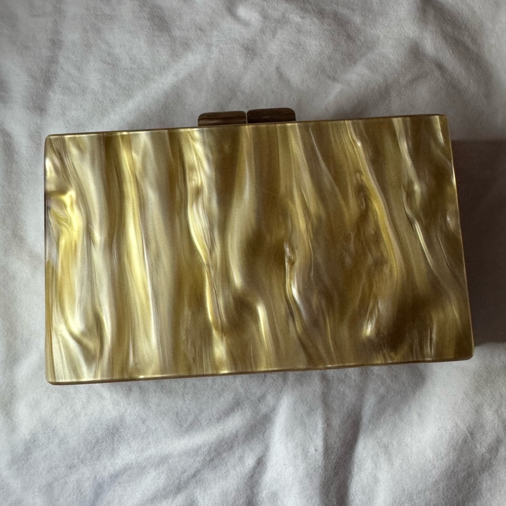 Vintage Estate Marbled Brown Clutch no label new